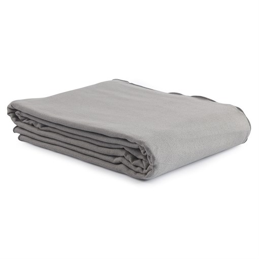 Покрывало из фактурного хлопка серого цвета с контрастным кантом из коллекции Essential, 230х250 см - фото 405066