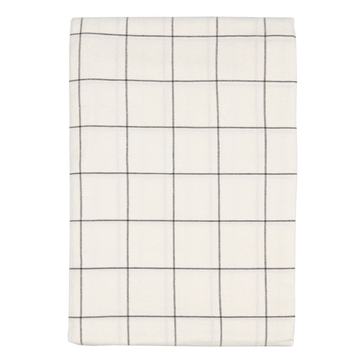 Скатерть из хлопка белого цвета в клетку из коллекции Essential, 170х170 см - фото 405125
