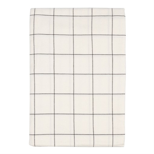 Скатерть из хлопка круглая белого цвета в клетку из коллекции Essential, 160 см - фото 405137