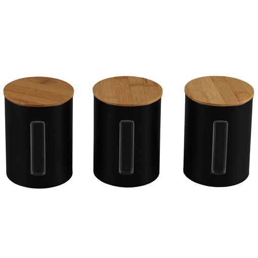 Набор банок для хранения Kaffi, 1 л, матовые черные, 3 шт. - фото 405625