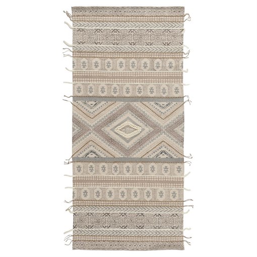 Ковер из хлопка, шерсти и джута с геометрическим орнаментом из коллекции Ethnic, 70х160 см - фото 405766