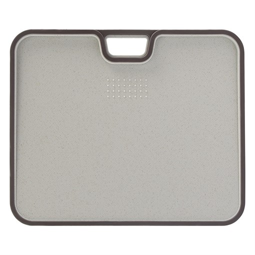 Доска разделочная из пшеничного волокна двусторонняя Ness, 34х28 см, светло-серая с темно-сливовым кантом - фото 406412