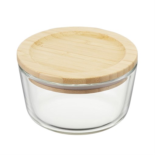 Контейнер стеклянный с бамбуковой крышкой, 240 мл - фото 407045