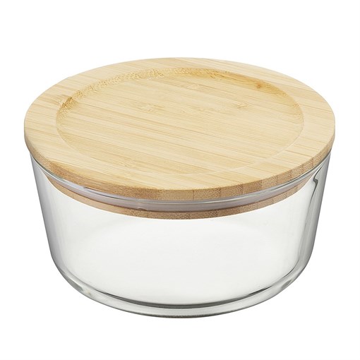 Контейнер стеклянный с бамбуковой крышкой, 480 мл - фото 407049
