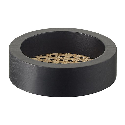 Поднос из дерева и ротанга круглый Woodnes, D15 см, черный - фото 407228