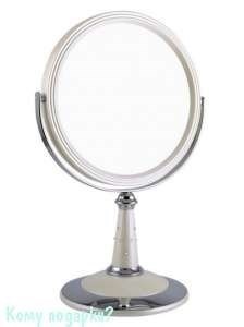 Настольное круглое зеркало "WPearl", двухстороннее, 18 см, с кристаллами - фото 42864