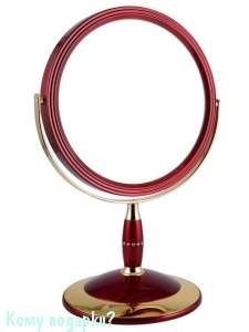 Зеркало настольное круглое "Red&Gold", двухстороннее, 18 см, с кристаллами - фото 42872