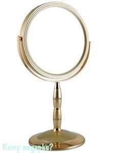 Зеркало настольное круглое с кристаллами "Gold", двухстороннее, 18 см - фото 42877