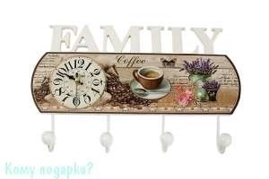 Коллаж-ключница с часами "Family", 40x26 см - фото 44812