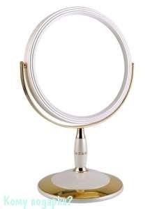 Зеркало настольное круглое "WPearl&Gold", двухстороннее, 18 см, с кристаллами - фото 47512