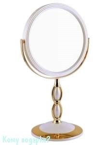 Зеркало настольное круглое "WPearl&Gold", двухстороннее, 18 см - фото 47525