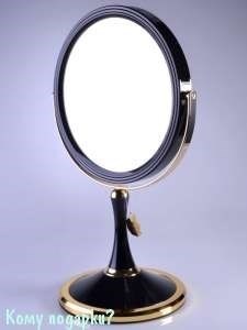 Настольное зеркало "Black&Gold", двухстороннее, 18 см. - фото 47547