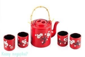 Набор чайный "Сакура", 11х13 см, красный - фото 50253