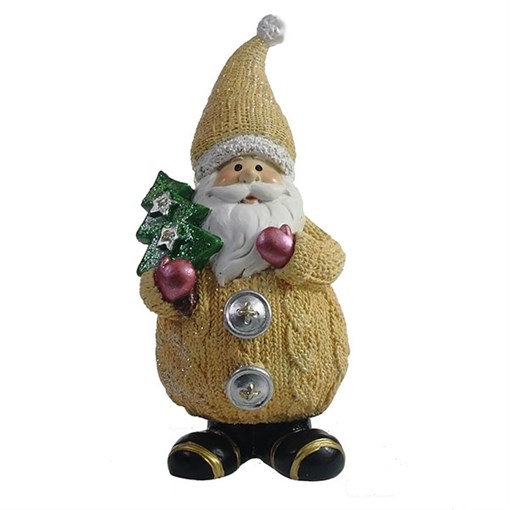 Фигура декоративная Дед Мороз с елочкой цвет: бежевый L7W6H16.5см - фото 69322