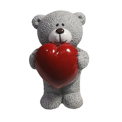 Фигура декоративная Влюбленный медвежонок серый L7W7H11см - фото 69714