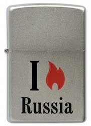 Широкая зажигалка Zippo Satin Chrome 205 Flame Russia - фото 95800