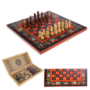 Набор игр шахматы нарды, шашки с доской Цветы SA-SH-010