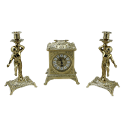 Часы Ларец каминные, 2 канделябра Амур на 1 свечу AL-82-108-C