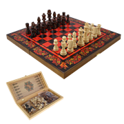 Набор игр шахматы нарды, шашки с доской Хохлома красная SA-SH-503