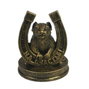Фигурка декоративная Крыса с подковой На счастье (бронза) L7 W7 H9,5 см