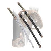 Набор самурайских мечей, 2 шт. Черные ножны D-50013-BK-KA-WA