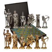 Шахматы с фигурами из бронзы Античные войны MP-S-15-28-TIR