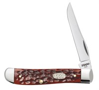Нож перочинный Зиппо (Zippo) Chestnut Bone Standard Jigged Mini Trapper, 89 мм 50568 + Зажигалка Зиппо (Zippo) 207