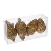 Украшение новогоднее "Шишка", набор из 4 шт, H=8 см