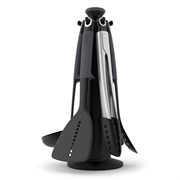 Набор из 6 кухонных инструментов elevate с щипцами на подставке серый