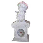 Часы настольные Ангелочек с медведем цвет: белый Н24 см
