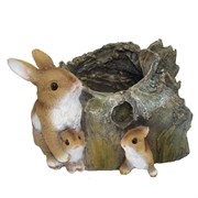 Кашпо декоративное Три Зайца у пенька L35.5W28H21.5 см.