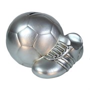 Копилка Мяч с бутсой цвет: серебро L17W14H13см