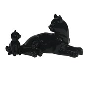 Фигура Кошка с котенком цвет: черный глянец L17W9H9см