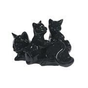 Фигура декоративная Кошка с котятами цвет: черный глянец L17W12H11см