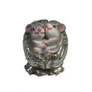 Фигурка декоративная Серые крыски в орешке (серебро) L5 W4 H4 см