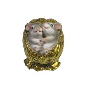 Фигурка декоративная Серые крыски в орешке (золото) L5 W4 H4 см