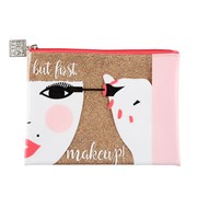 Косметичка Dewal Beauty серия "Модница", золотистая 22х16,5х1,5см