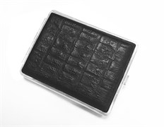 Портсигар S.Quire, сталь+натуральная кожа, чёрный  цвет с рисунком, 74*95*18 мм