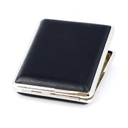 Портсигар S.Quire, сталь+искусственная кожа, черный цвет, гладкий, 74*95*18 мм