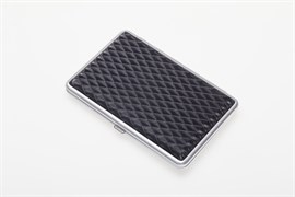 Портсигар S.Quire, сталь+искусственная кожа, черный цвет с рисунком, 74*95*18 мм