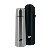 Термос Stinger с чехлом, 0,5 л, узкий, сталь, искусств. кожа, серебристый, чехол - чёрный