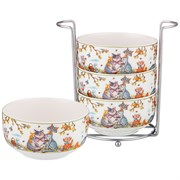 Набор салатников "Пальчики оближешь" из 4  шт на металл.подставке 11 см