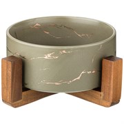 Салатник на  деревянной подставке  коллекция "Золотой мрамор" цвет: gray 20,8*20,8*8.5 см