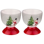 Набор подставок под яйцо из 2  шт коллекция "Веселые снеговики" 5,5*5,5*5,9 см