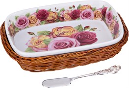 Масленка с ножом для масла на подставке 16*10 см H=3,5 см