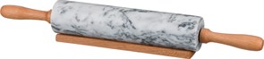 Скалка agness мраморная с деревянными ручками L=46 см D=6 см