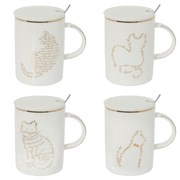 Кружка с крышкой и ложкой, 400 мл, L11,5 W8 H11 см, 4в.