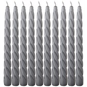 Набор свечей из 10 штук крученые лакированный серый H=23 см