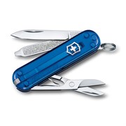 Нож-брелок VICTORINOX Classic SD Colors "Deep Ocean", 58 мм, 7 функций, полупрозрачный синий