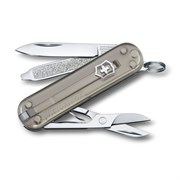 Нож-брелок VICTORINOX Classic SD Colors "Mystical Morning", 58 мм, 7 функций, полупрозрачный серый